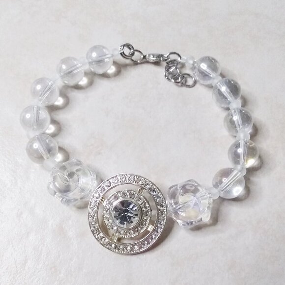 Holiday Statement Bracelet | Sparkling OOAK Glam | Handmade Gift for Large Wrist - Picture 3 of 15